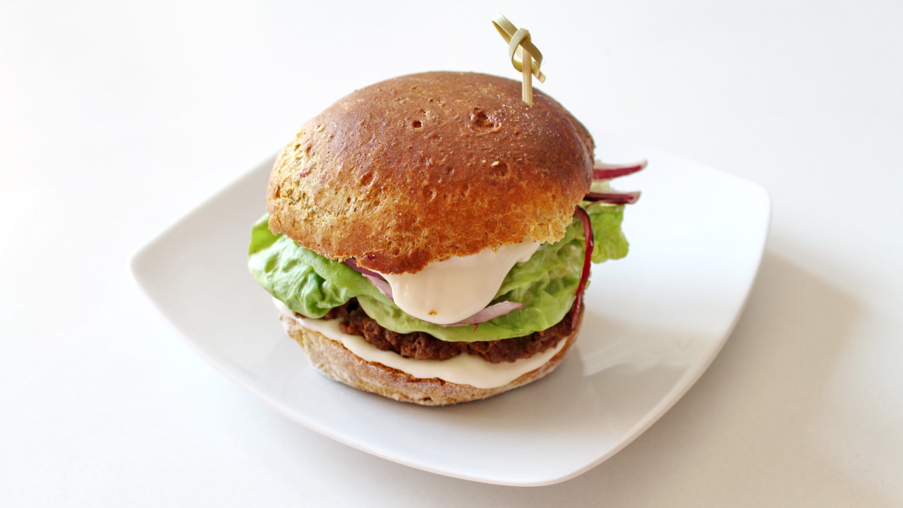 Homemade hamburger with gourmet mayonnaise