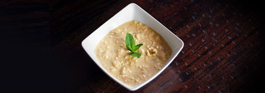 Breakfast with apricot seed oil and yogurt muesli