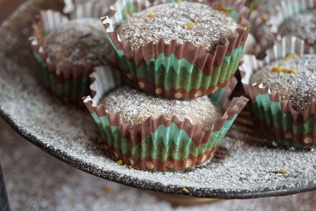 Chocolate- pumpkin muffin with zweigelt grapeseed oil